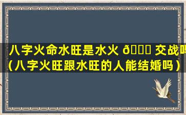 八字火命水旺是水火 🐕 交战吗（八字火旺跟水旺的人能结婚吗）